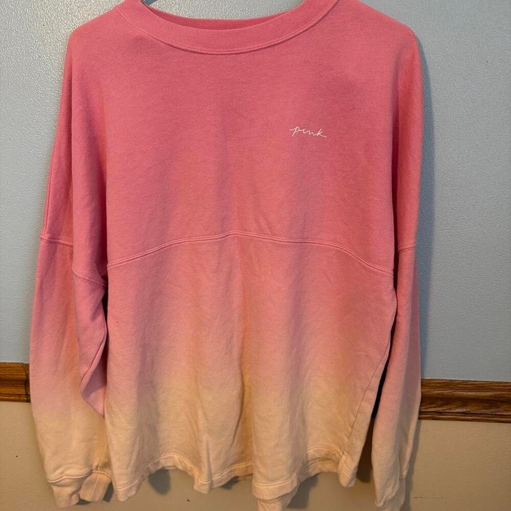 VS PINK Ombré Dip-Dye Varsity Crewneck Sweatshirt Size Small (oversized)